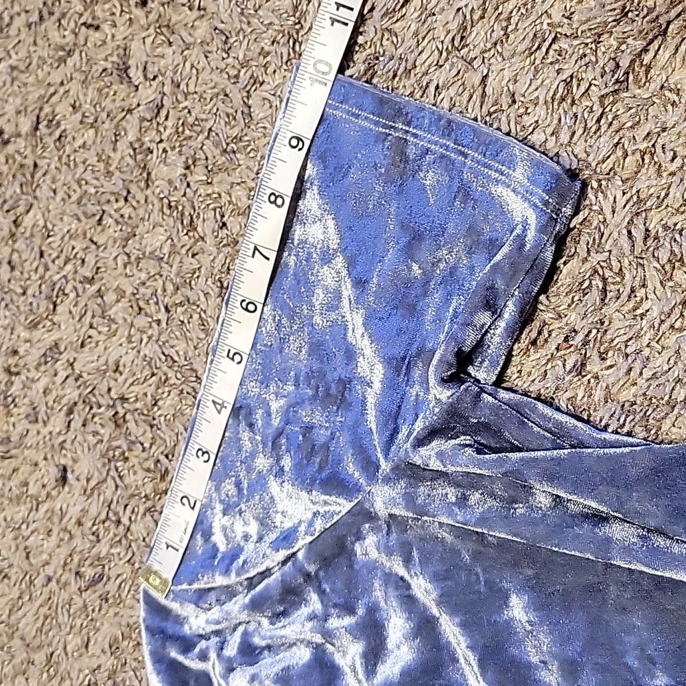 Before You Velour Velvet Y2K 90s Top Blue Gray Purple V-Neck Stretch Oversized - Picture 8 of 16